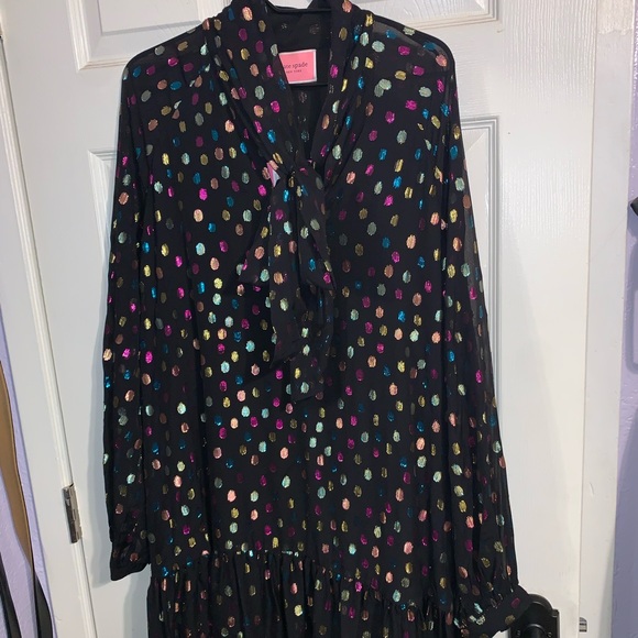 Kate Spade Metallic Holiday Dots Tie-neck Shift Dress NWT - XXL - Picture 4 of 8